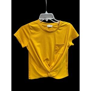 Girls Mustard Yellow Heart & Hips‎ Girls Twist Knot Tshirt Pocket Tee